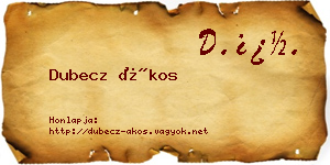 Dubecz Ákos névjegykártya