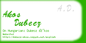 akos dubecz business card